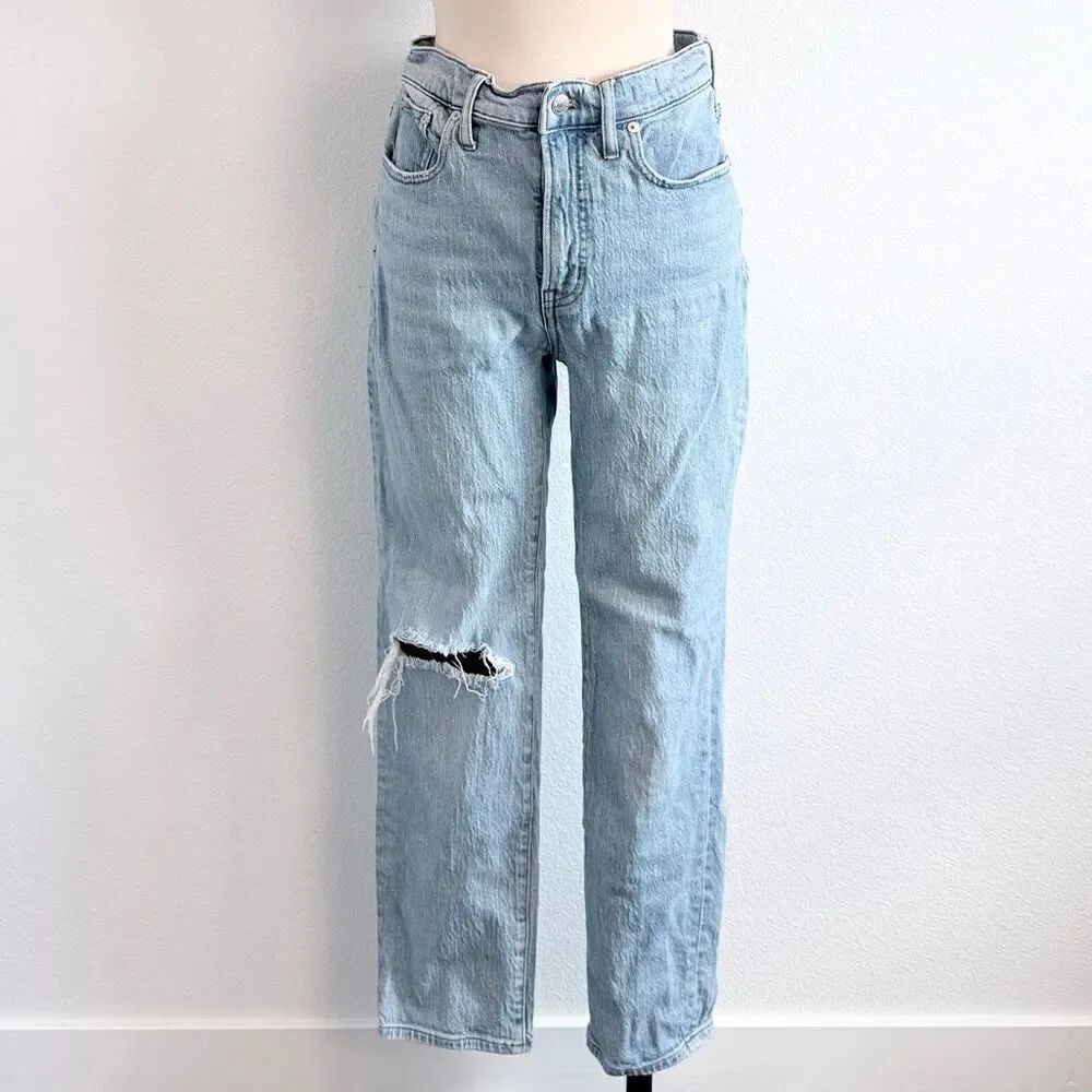 Madewell Denim The Perfect Vintage Jean Straight Leg Distress Jean 28”